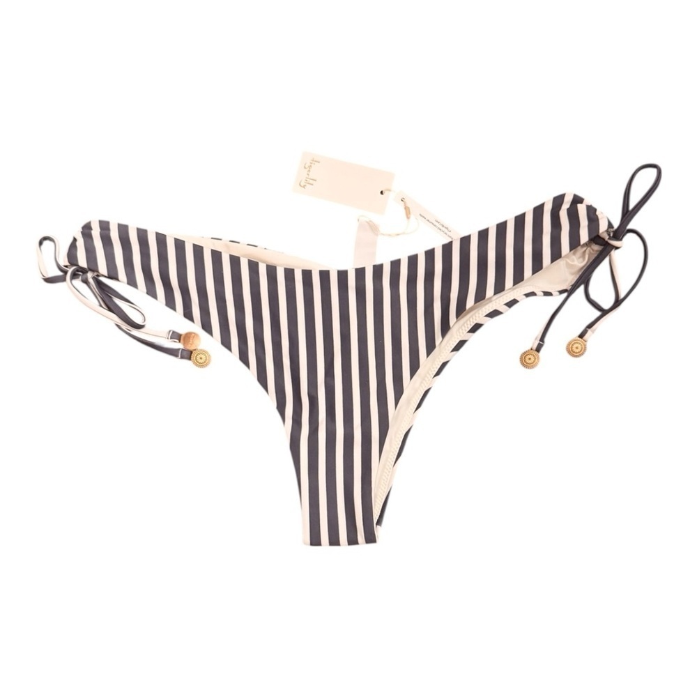 Tigerlily Devina Pomonia Striped Low-Rise Bikini Briefs In Navy Stripe Nwt — image 3 of 6